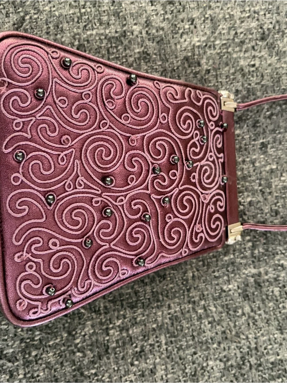 Judith Leiber vintage PetiteEmbellished Swirl Top-Handle Bag in Plum - Picture 5 of 8